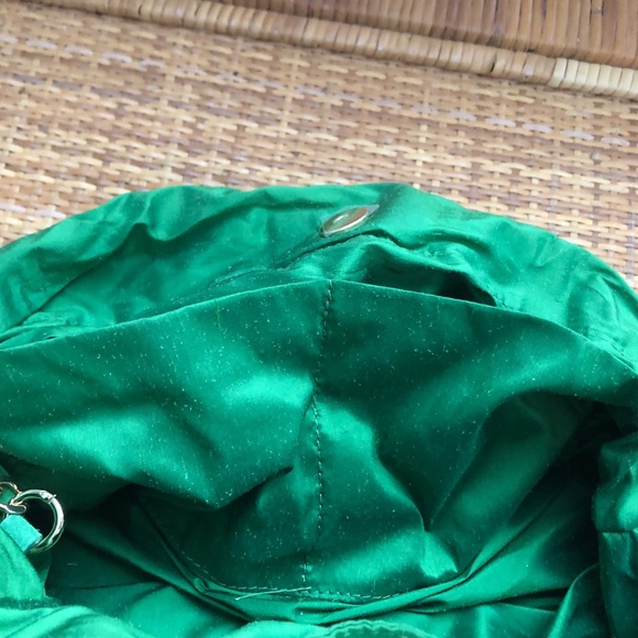 Ann Mashburn Cinch Bag Green Silk Shatung Crossbody Chain NWT - Picture 7 of 9